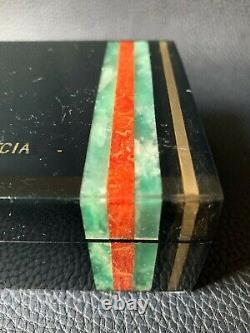 Vieux Vieux Luxe Laqué Humidor Gold Jade & Red Bandes De Corail Cigares Box