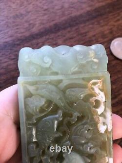 Vieux Vieux Stock Chinois Vert Pâle Néphrite Jade Pendentif Translucide Poisson