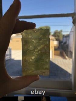 Vieux Vieux Stock Chinois Vert Pâle Néphrite Jade Pendentif Translucide Poisson