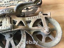 Vieux Vtg Antique Hay Trolley Carrier Unloader Myers Ok Pulley Farm Barn Outil