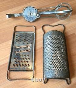 Vieux Vtg Antique Metal Kitchen Tool Utensil Grater Mixer Sifter Gadget Lot Of 20