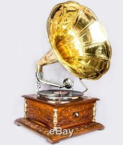 Vintage 1880 Hmv Gramaphone Avec Antique Musique Ancienne Place Box Phonographe Hb 03