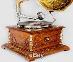 Vintage 1880 Hmv Gramaphone Avec Antique Musique Ancienne Place Box Phonographe Hb 03