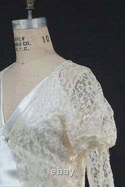 Vintage 1930s Mariage Dentelle & Satin Overdress Art Déco Old Hollywood Vg Condition