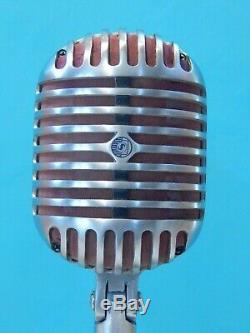 Vintage 1940s Shure 55 Fatboy Microphone Et Bureau Atlas Support Antique Déco