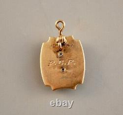 Vintage Antique Old 14k Solid Gold Charm Society M Enamel Seed Pearl