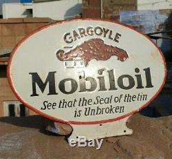 Vintage Antique Très Rare Mobil Oil 1930 Stand Émail Board Sign