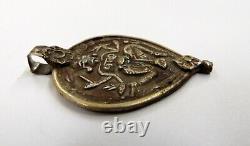 Vintage Antique Tribal Vieux Pendentif Argent Amulette Collier Hindu Dieu Shiva
