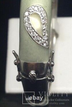 Vintage Argent Sterling 925 Bracelet Émail Hommes Femmes Bijouterie Zircons Rare Vieux