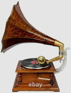 Vintage Hmv Antique Old Machine Wooden Collectible Gramophone Phonographe