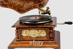Vintage Hmv Antique Old Machine Wooden Collectible Gramophone Phonographe