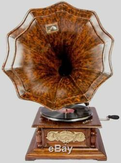 Vintage Hmv Antique Vieille Machine En Bois De Collection Gramophone Phonographe Bg 08