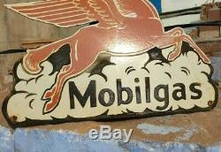 Vintage Old Antique Rare Gaz Cheval Mobil 1930 Oil Émail Board Sign