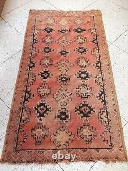 Vintage Old Carpet Marocain Berber Rug Oriental, 6,9 X 3,7 Pi