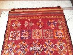 Vintage Old Carpet Moroccan Berber Rug Oriental, 11.4 X 4.9 Ft