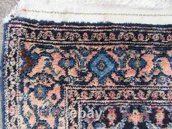 Vintage Old Traditional Hand Made Oriental Pink Blue Wool Grand Tapis 190x127cm