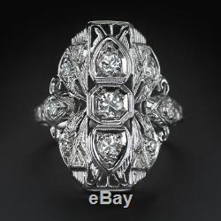 Vintage Rare Ancien European Cut Diamond Cocktail Ring Antique Art Deco 20 Ans Estate