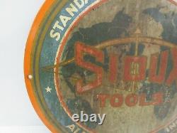Vintage Rare Vieil Antique Metal 1940 De L'ère Sioux Outils Panneau D'usine