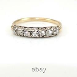 Vtg Antique Early Old Mine Cut Diamond 14k Yellow Gold Ring Band Taille 7 Lhe3