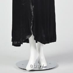 Xxs Années 1930 Black Liquid Satin Halter Robe Backless Evening Gown Old Hollywood